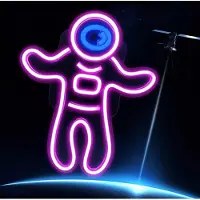 Kopper-24 NEON LED Licht, dekorative Wand-Leuchte, Astronaut pink, ca. 39 x 32 x 2 cm