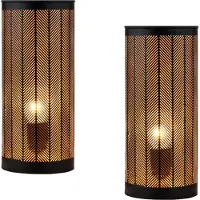Marrakesch Orient & Mediterran Interior Tischlampen Aigna aus Metall, für stimmungsvolles Licht, 2er-Set, Schwarz 30 cm