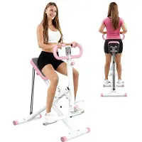 Aiorber Squat Machine für Zuhause, faltbarer Kniebeugentrainer mit Widerstandsbändern und Display für Ganzkörpertraining – Pink