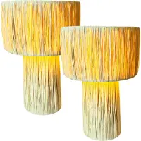 Marrakesch Orient & Mediterran Interior 2er-Set Tischlampen Morjana im Boho-Stil, für stimmungsvolles Licht, Beige 42 cm