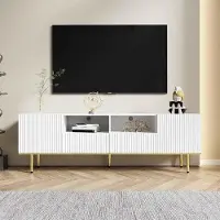 Aiorber Moderner TV-Schrank in Weiß mit Goldenen Füßen und Goldenen Akzenten, 165x36x55 cm