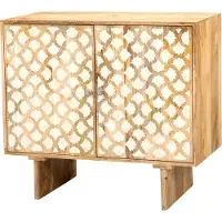 Marrakesch Orient & Mediterran Interior Marrakesch Modern Deko Kommode mit Türen aus Holz & echte Knochen Inlay 83cm | Art Déco kleines Sideboard Komode Adribel für stilvolle Aufbewahrung & Boho Dekoration im Wohnzimmer & Schlafzimmer
