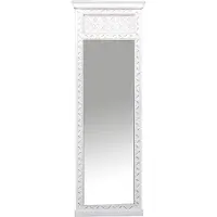 Marrakesch Orient & Mediterran Interior Standspiegel Achwin im Vintage-Design, aus Massivholz gefertigt, in Weiß 183 cm