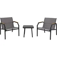 GIANTEX 3-teiliges Gartenmöbel-Set, Gartensessel mit Armlehnen & hoher Rückenlehne & Beistelltisch, Tisch- und Stuhlset mit stabilem Metallgestell