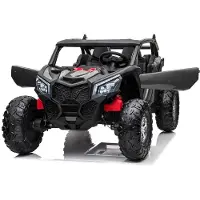 Es-toys Kinderfahrzeug – Elektro Auto „Com 18“ – 24V7A Akku,4x Motoren- 2,4Ghz, Allrad+2 Sitzer+Ledersitz+EVA -Schwarz