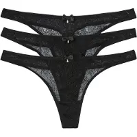 Bonprix 1100000002199 , Damen, Gr. 32/34 (XS), 3 Stk., schwarz, Obermaterial: 90% Polyamid, 10% Elasthan, unifarben, Unterhosen 1100000002199, aus Spitze, elastisch, bequeme Passform, 3er Pack