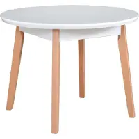LeafDesign Runder ausziehbarer und klappbarer Esstisch Oslo 4, Weiss, Durchmesser 100-130 cm