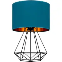 FKL DESIGN Home Deco Moderne Lampe Schreibtischlampe Tischlampe Tischleuchte Nachttischlampe Leuchte Türkis-Gold aus Serie N230 (N230-N1-TG)