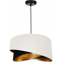FKL DESIGN Home Deco Hängelampe Pendellampe Lampenschirm aus Velours Weiß-Schwarz Esszimmerlampe, Wohnzimmer, Küchenlampe aus Serie N131 (N131-WS)