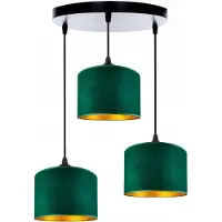 FKL DESIGN Home Deco Deckenlampe Grün Lampe Leuchte aus Velours Vintage Modern E27 Designerlauchte 3-flammig N230-ER3 (Grün)