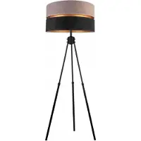 FKL DESIGN Home Deco Stehlampe Wohnzimmer Grau-Schwarz-Gold Stehleuchte Dreibeinstativ Standleuchte Design Modern E27 aus Serie N340 (N340-GRS)