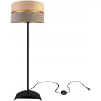 FKL DESIGN Home Deco Stehlampe Wohnzimmer Beige-Grau-Gold Stehleuchte Standleuchte Design Modern E27 aus Serie N340 (N340-P-BG)