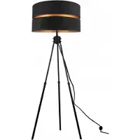 FKL DESIGN Home Deco Stehlampe Wohnzimmer Schwarz-Gold Stehleuchte Dreibeinstativ Standleuchte Design Modern E27 aus Serie N340 (N340-SS)
