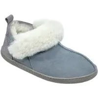 Vanuba Karayaka Lammfell Hausschuhe Damen Schuhe - Badelatschen Damen Hausschuhe - Leder Wolle Pantoffeln Damen - Bequeme Schuhe Damen Lammfell-Hausschuhe - 38 EU Leder Harz Grau Weiß