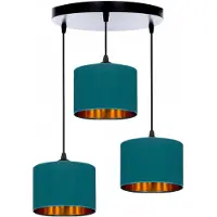 FKL DESIGN Home Deco Deckenlampe Türkis Lampe Leuchte aus Velours Vintage Modern E27 Designerlauchte 3-flammig N230-ER3 (Türkis)