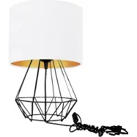 FKL DESIGN Home Deco Moderne Lampe Schreibtischlampe Tischlampe Tischleuchte Nachttischlampe Leuchte Weiß-Gold aus Serie N230 (N230-N1-WG)