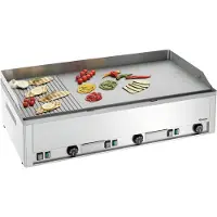 Bartscher Griddleplatte GDP 980E-GR, Griddleplatte mit gerillter und glatter Bratfläche für perfekt gegartes Grillgut, 1 Stück