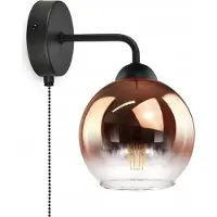 FKL DESIGN Home Deco Wandleuchte Wandlampe Kugel Schwarz Kupfer Transparent
