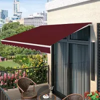 GIANTEX 360cm Einziehbare Markise mit Handkurbel, Gelenkarmmarkise Winkeleinstellbar(5-35°), Balkonmarkise Wasserdicht & Sonnenschutz (Rot)