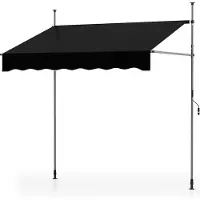 GIANTEX Manuelle Einziehbare Markise 2 x 1,8 M aus widerstandsfähigem Stoff, wasserabweisende Außenmarkise mit Aluminiumrahmen für Terrasse, Garten, Balkon