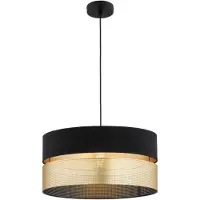 FKL DESIGN Home Deco Hängelampe Pendellampe Schwarz-Gold Beleuchtung 1-flamming E27 Hängeleuchte Pendelleuchte aus Serie N134 (N134-SG)