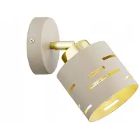 FKL DESIGN Home Deco Wandlampe Wandleuchte 1-flammig E27 Metall Lampenshirm Lampe aus Serie (Beige, N910-K1)