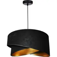 FKL DESIGN Home Deco Hängelampe Pendellampe Lampenschirm aus Velours Schwarz Esszimmerlampe, Wohnzimmer, Küchenlampe aus Serie N131 (N131-S)