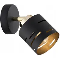 FKL DESIGN Home Deco Wandlampe Wandleuchte 1-flammig E27 Metall Lampenshirm Lampe aus Serie (Schwarz, N910-K1)