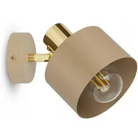 FKL DESIGN Home Deco Wandlampe Wandleuchte Ecru-Gold 1-flammig E27 Metall Lampeschirme Lampe aus Serie N485 (K1)