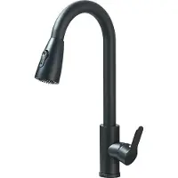 OEM Küchenspüle Wasserhahn, Ausziehbare Sprühfunktion, 360° Drehung, Matte Schwarze KU