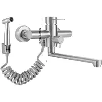 OEM Küchenarmatur, Wandmontage, 360° schwenkbarer Auslauf, Silber