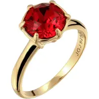 Elli Silberring "Ring Solitär 925 Silber vergoldet, mit Kristallen von Swarovski(R)" Gr. 58, rot, Fingerringe, Damen, 58, Silber 925 (Sterlingsilber), Silberring