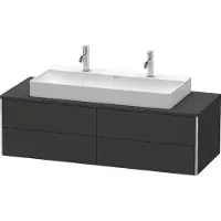 Duravit XSquare Konsolenwaschtischunterbau wandhängend, 4 Schubkästen, 1400x400x548mm, XS4915M8080, Farbe: Graphit Supermatt Dekor