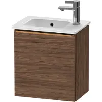 Duravit D-Neo Waschtischunterbau wandhängend, 410x440x274mm, eine Tür, Türanschlag Links, mit Griff Bronze gebürstet, DE4259L04210000, Farbe: Nussbaum Dunkel Matt Dekor