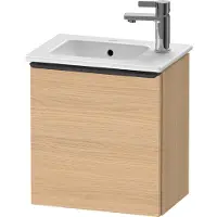 Duravit D-Neo Waschtischunterbau wandhängend, 410x440x274mm, eine Tür, Türanschlag Links, mit Griff Diamantschwarz, DE4259LBD300000, Farbe: Natur Eiche Matt Dekor