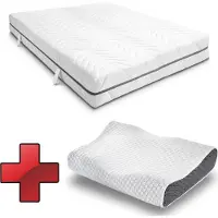 Sleezzze 7 Zonen Viskoelastik-Matratze Smart 140 x 200 cm, Höhe 18 cm, Härtegrad H3 mit Air Memoryschaum + Premium Gel-Kissen gratis