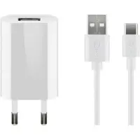 Goobay USB-C Ladeset 1 A, Netzteil mit Type-C Kabel 1m (Weiß)