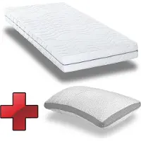 Supportho Ergonomische Kaltschaummatratze Premium 100 x 200 cm, Höhe 18 cm, Härtegrad H2/H3 + Gel-Effekt Komfort-Schlaf-Kissen 40 x 80 cm