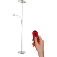 LOLA Smart LED-Deckenfluter LOLAsmart Rocco mit Lesearm Rocco, dimmbar, alu / grau / zink, für Wohn- / Esszimmer, Metall, Modern, Smarte Stehlampe