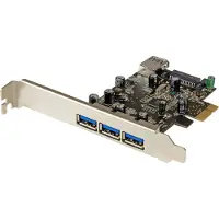 StarTech.com 4 Port PCI Express USB 3.0 (5 Gbit/s) Karte, PCIe, USB 3.2 Gen 1 (3.1 Gen 1), Full-height / Low-profile, PCI 2.0, Schwarz, Edelstahl, 3 m