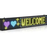 Vevor programmierbare LED Zeichen P10 Vollfarbe flexibles digitales Scrolling Panel, DIY Anzeigetafel mit benutzerdefiniertem Textmuster und GIF & Bluetooth App Steuerung (990 x 190 x 55 mm)