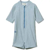 Liewood - Kid's Max Seersucker Shortsleeve Swim Jumpsuit - Badeanzug Gr 56 grau