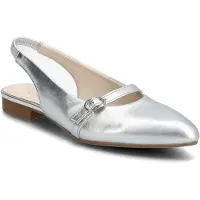 Gabor 61530-61 Damenschuhe, Sling, Leder, Silber, Sommerschuhe - Damenschuhe Sandalette / Sling, Grau, leder (satin met.), absatzh&oumlhe: 20 mm