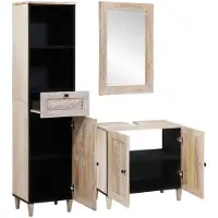 vidaXL Badezimmermöbel-Set 3 Stk. Weiß Holzwerkstoff