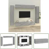 The Living Store 8-tlg. TV-Schrank-Set Grau Sonoma Holzwerkstoff