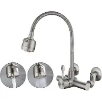 OEM Küchenarmatur - RVS 304 - 360° drehbar - Für doppelte Spülmaschine - Bohrung 12-18cm - Silber - 1 Stück