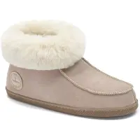 Vanuba Peppin Lammfell Hausschuhe Damen Schuhe - Badelatschen Damen Hausschuhe - Leder Wolle Pantoffeln Damen - Bequeme Schuhe Damen Lammfell-Hausschuhe - 39 EU Leder Beige Weiß