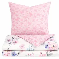 Cofi1453® Renforce Bettwäsche mit Reißverschluss - Wendebettwäsche aus 100% Baumwolle, Florales Design 135 x 200 cm + 80 x 80 cm