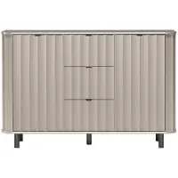 Masseno Kommode MODERNO 137,2 cm Sideboard mit 3 Schubladen und 2 Türen für Wohnzimmer Schlafzimmer Modern 137,2x40,5x91 cm Beige