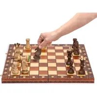 Markenlos Großformatiges Holzschachspiel - Handgefertigte Schachfiguren und Filzbrett für professionelles Spiel